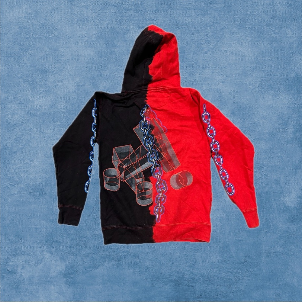 Trippie Redd Black and Red Chain Graphic Sweater Medium